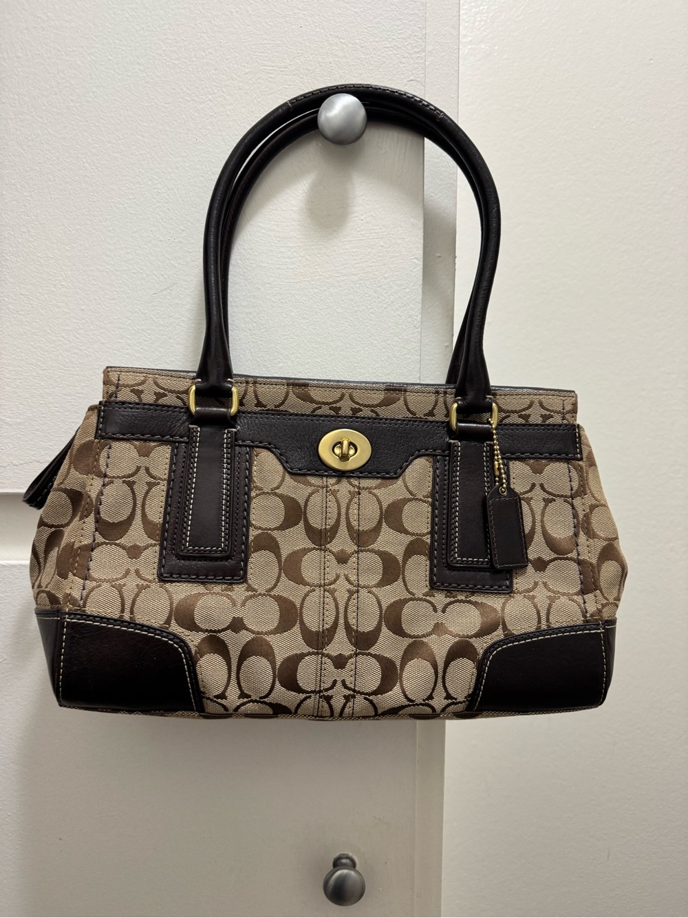 Coach Bag with Dark Brown Leather Trim